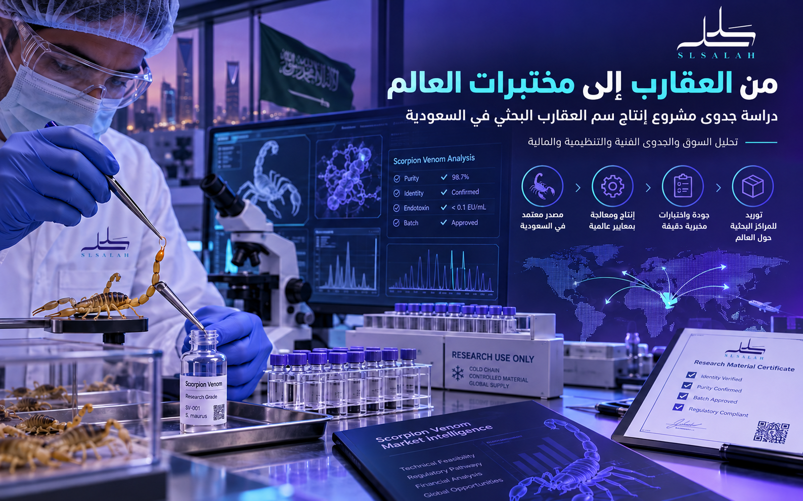 من العقارب إلى مختبرات العالم: دراسة جدوى مشروع إنتاج سم العقارب البحثي في السعودية